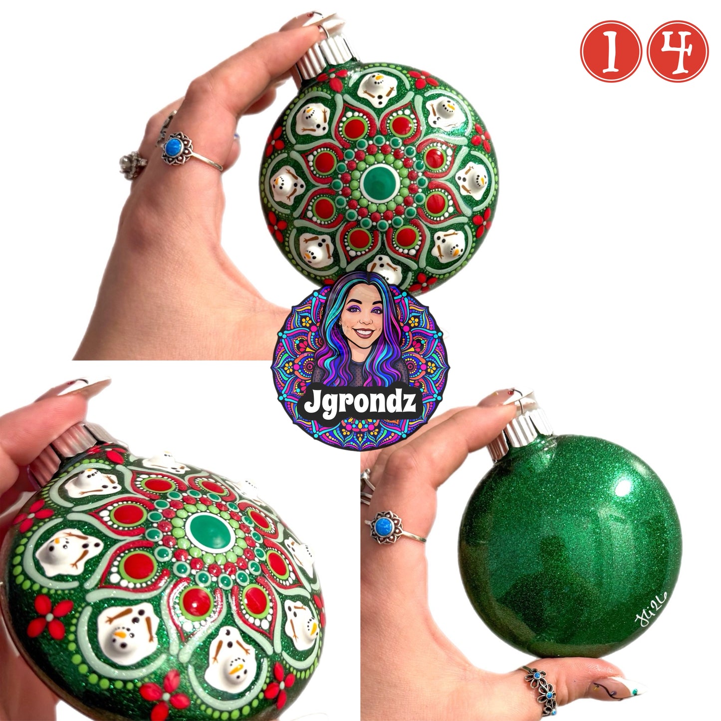 3” Melting Snowman Mandala Ornament