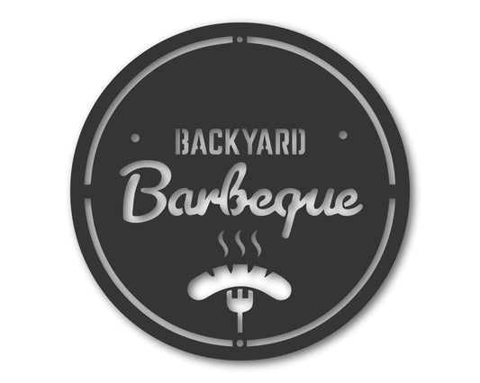 Metal Backyard BBQ Sign | Metal Backyard Wall Decor | 15 Color Options
