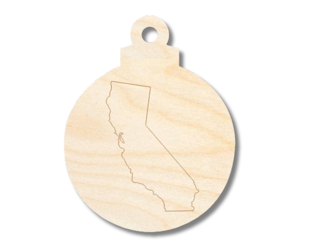 Unfinished Wood Etched California Ornament Shape | Paint By Line Crafts | up to 30" DIY