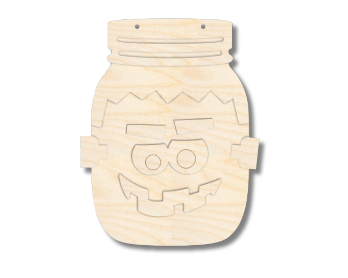 Unfinished Wood Layered Halloween Mason Jars | 8" Tall | 1/4" Thick | Wood Craft Cutouts