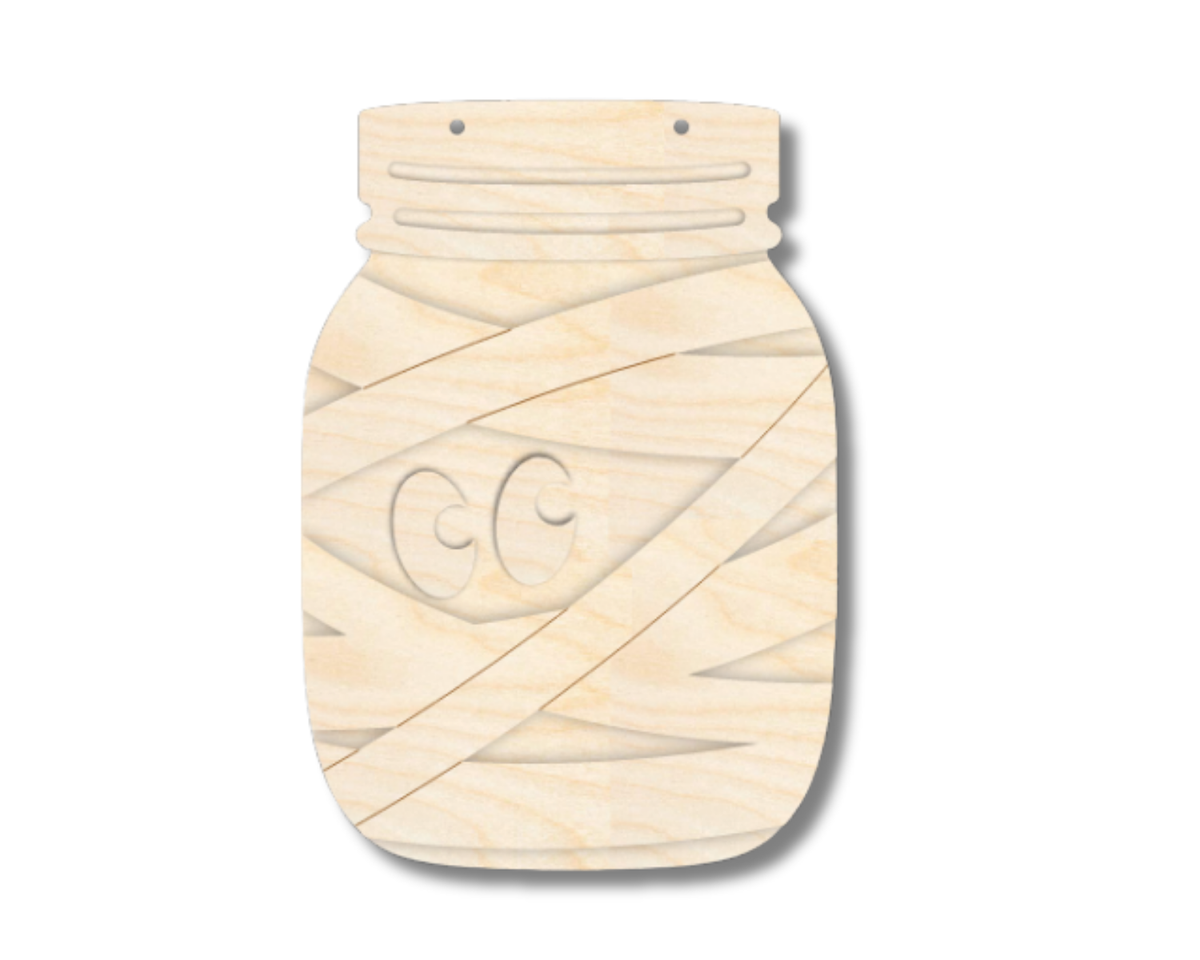 Unfinished Wood Layered Halloween Mason Jars | 8" Tall | 1/4" Thick | Wood Craft Cutouts