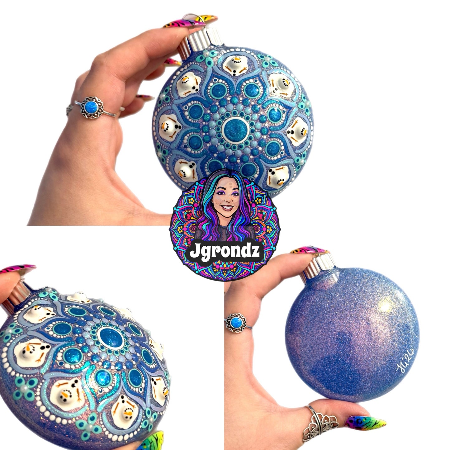 3” Melting Snowman Mandala Ornament