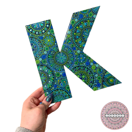 Letter Mandala “K” Resin & Dot Art