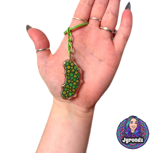 Double Sided Pickle acrylic/epoxy printed keychain