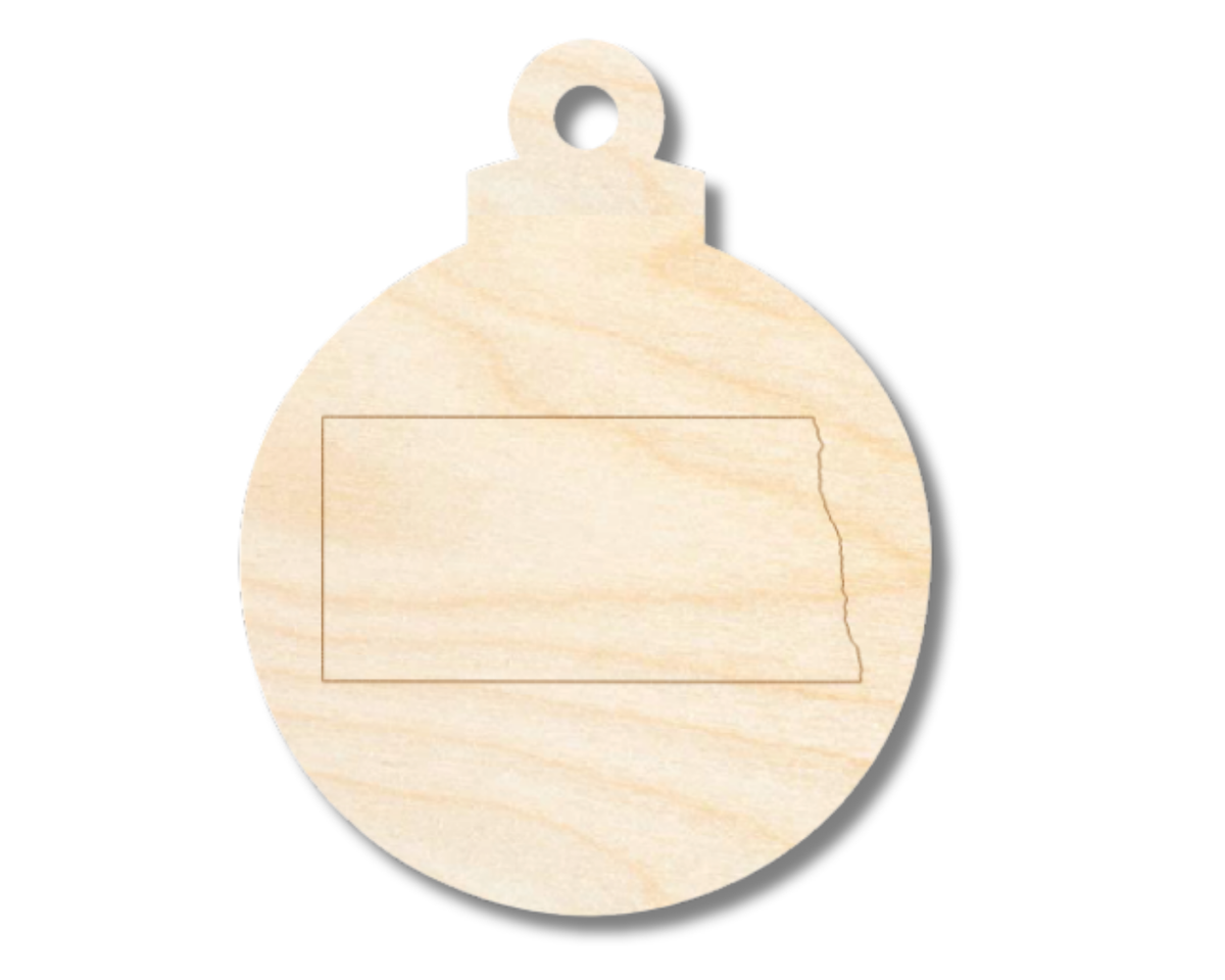 Unfinished Wood Etched North Dakota Ornament Shape | Paint By Line Crafts | up to 30" DIY