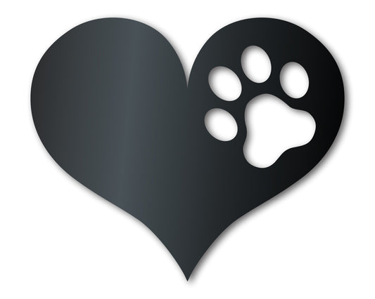 Metal Pawprint Heart Wall Art - Metal Sign - 14 Color Options