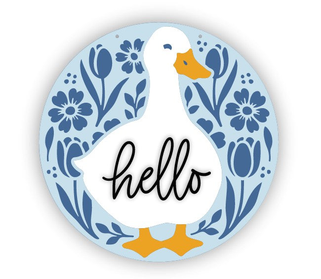 Unfinished Wood Goose Hello Door Sign Kit | Wood Craft Cutouts | 1/4" Thick |