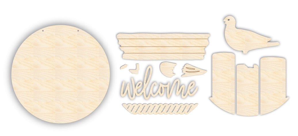 Unfinished Wood Seagull Welcome Door Sign Kit | Wood Craft Cutouts | 1/4" Thick |