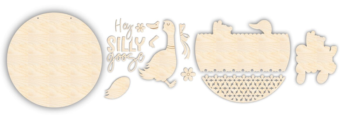 Unfinished Wood Silly Goose Door Sign Kit | Wood Craft Cutouts | 1/4" Thick |