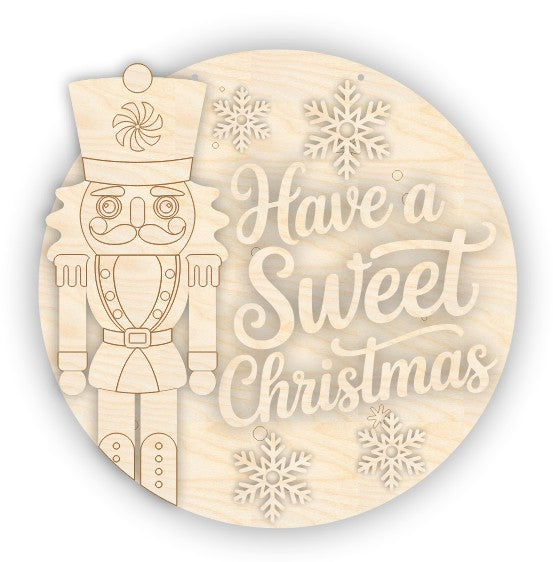 Unfinished Wood Nutcracker Sweet Christmas Door Sign Kit | Wood Craft Cutouts | 1/4" Thick |