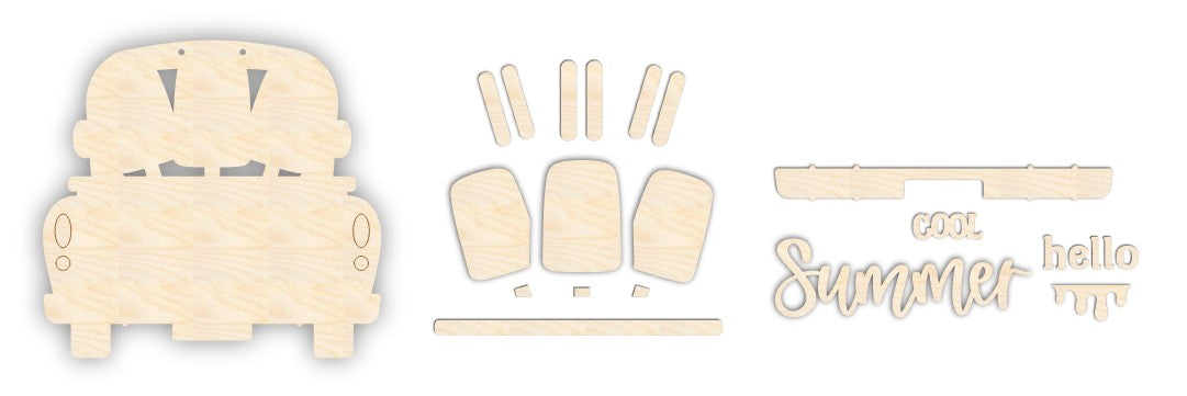 Unfinished Wood Hello Summer Popsicle Truck Door Sign Kit | Wood Craft Cutouts | 1/4" Thick |