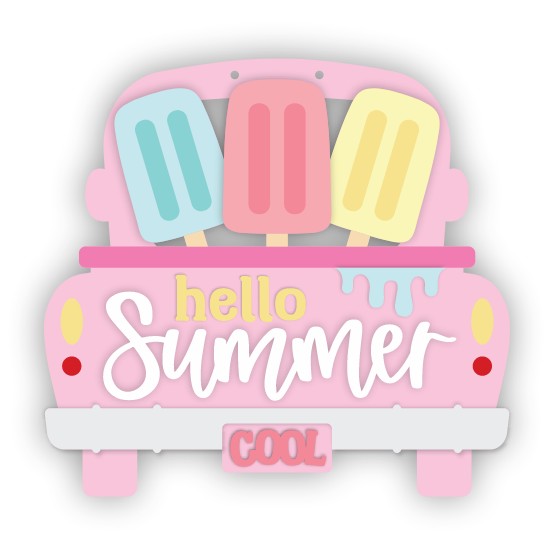 Unfinished Wood Hello Summer Popsicle Truck Door Sign Kit | Wood Craft Cutouts | 1/4" Thick |