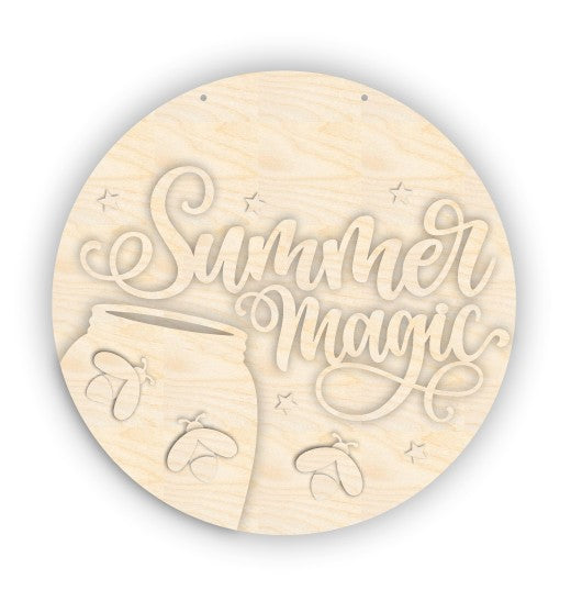 Unfinished Wood Summer Magic Firefly Door Sign Kit | Wood Craft Cutouts | 1/4" Thick |