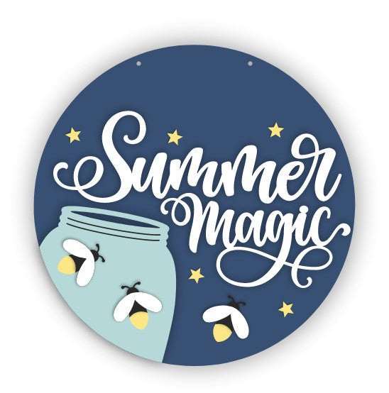Unfinished Wood Summer Magic Firefly Door Sign Kit | Wood Craft Cutouts | 1/4" Thick |