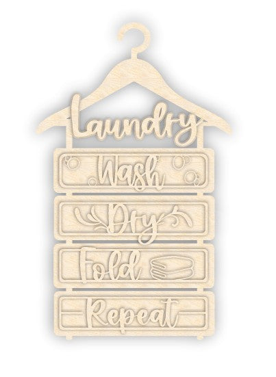 Unfinished Wood Laundry Hanger Sign Kit | Wood Craft Cutouts | 1/4" Thick |