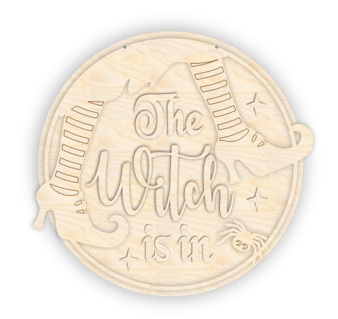 Unfinished Wood The Witch is in Door Sign Kit | Wood Craft Cutouts | 1/4" Thick |