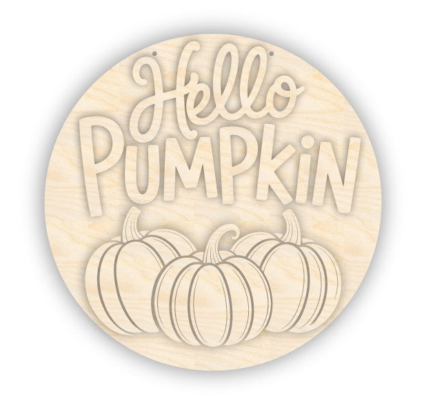 Unfinished Wood Hello Pumpkin Door Sign Kit | Wood Craft Cutouts | 1/4" Thick |