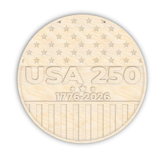 Unfinished Wood USA 250 Door Sign Kit | Wood Craft Cutouts | 1/4" Thick |