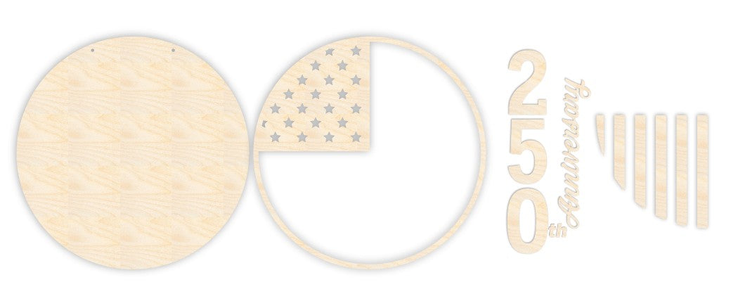 Unfinished Wood 250th Anniversary Door Sign Kit | Wood Craft Cutouts | 1/4" Thick |