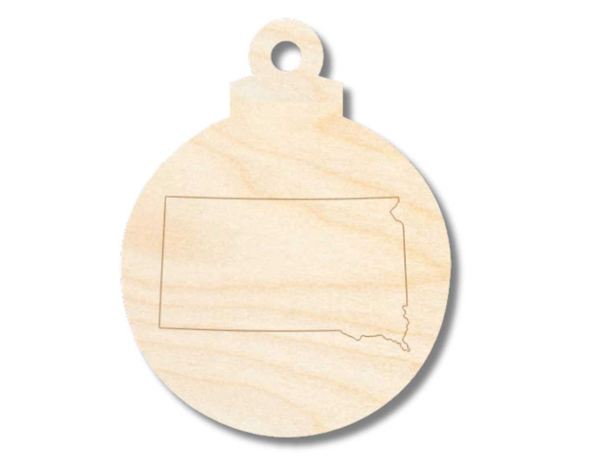 Unfinished Wood Etched South Dakota Ornament Shape | Paint By Line Crafts | up to 30" DIY