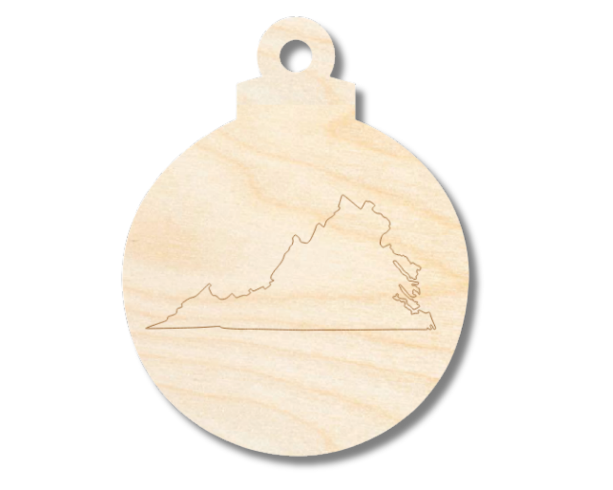 Unfinished Wood Etched Virginia Ornament Shape | Paint By Line Crafts | up to 30" DIY