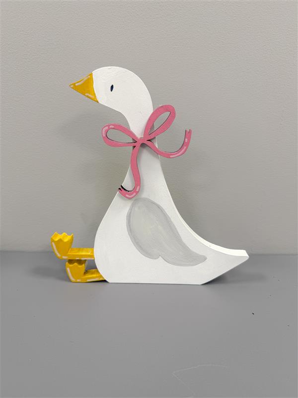 Unfinished Wood Layered and Etched Sitting Goose Shelf Sitter | 2pc | 8" Tall | 1/2" & 1/4"  Wood | Wood Craft DIY