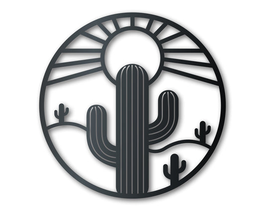 Metal Cactus Sun Wall Art | American Southwest Decor | Indoor Outdoor | Up to 46" | Over 20 Color Options