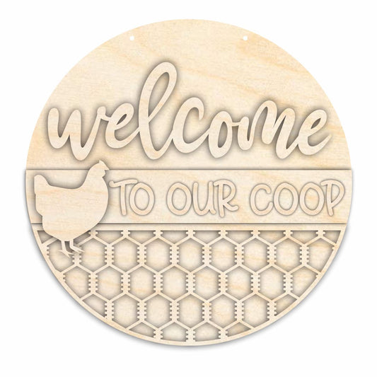 Unfinished Wood Chicken Coop Door Sign Kit | Wood Craft Cutouts | 1/4" Thick |