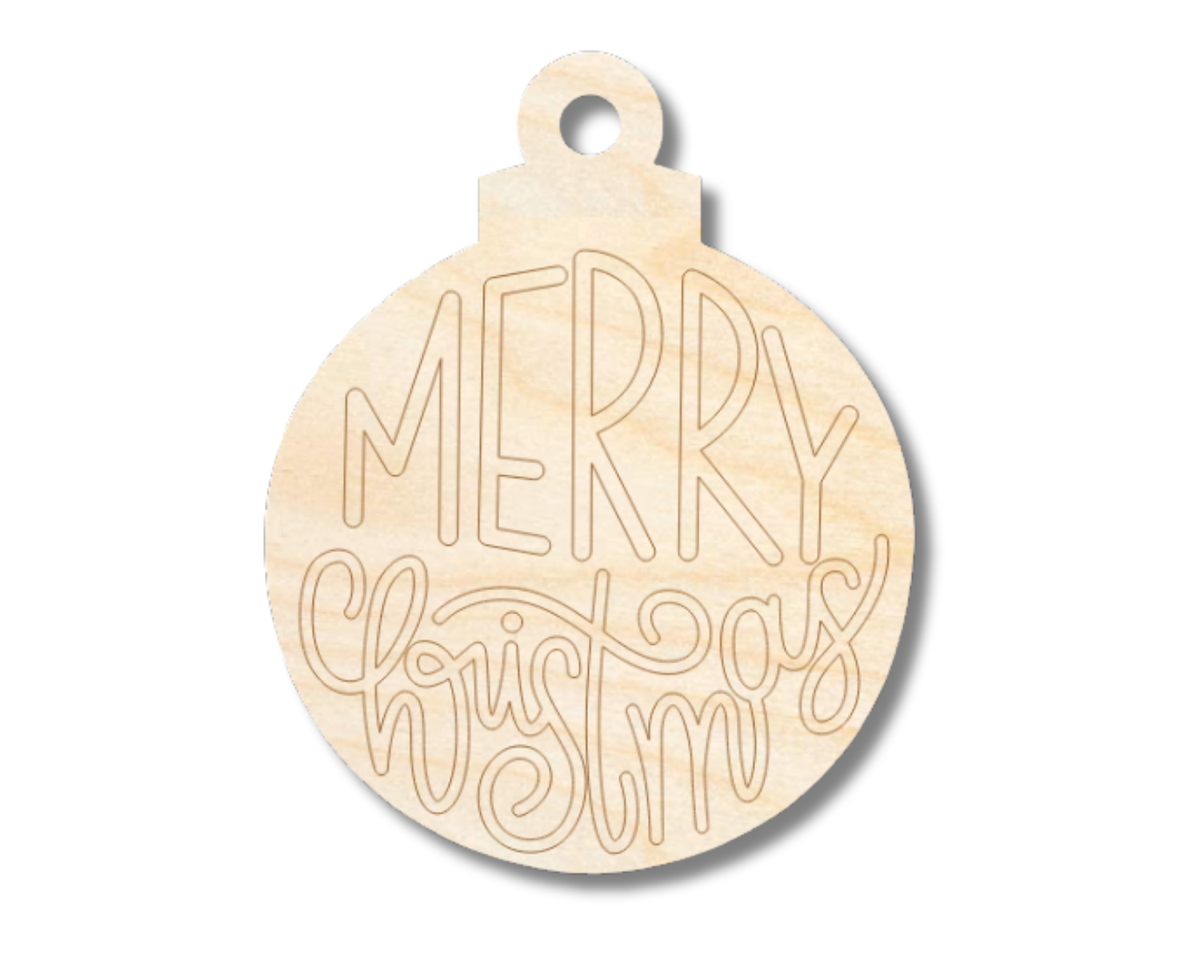 Unfinished Wood Etched Curved Merry Christmas Ornament Shape | Paint By Line Crafts | up to 30" DIY