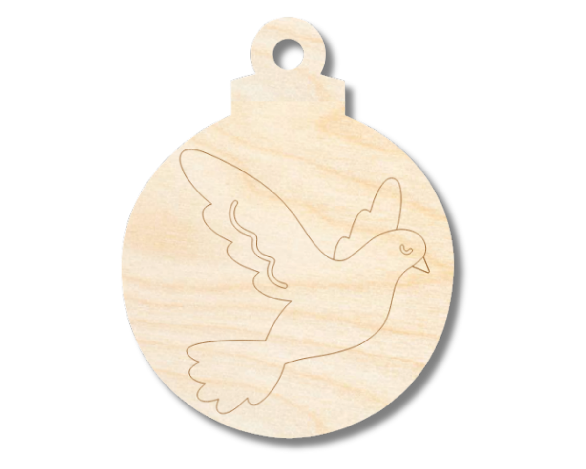 Unfinished Wood Etched Dove Ornament Shape | Paint By Line Crafts | up to 30" DIY