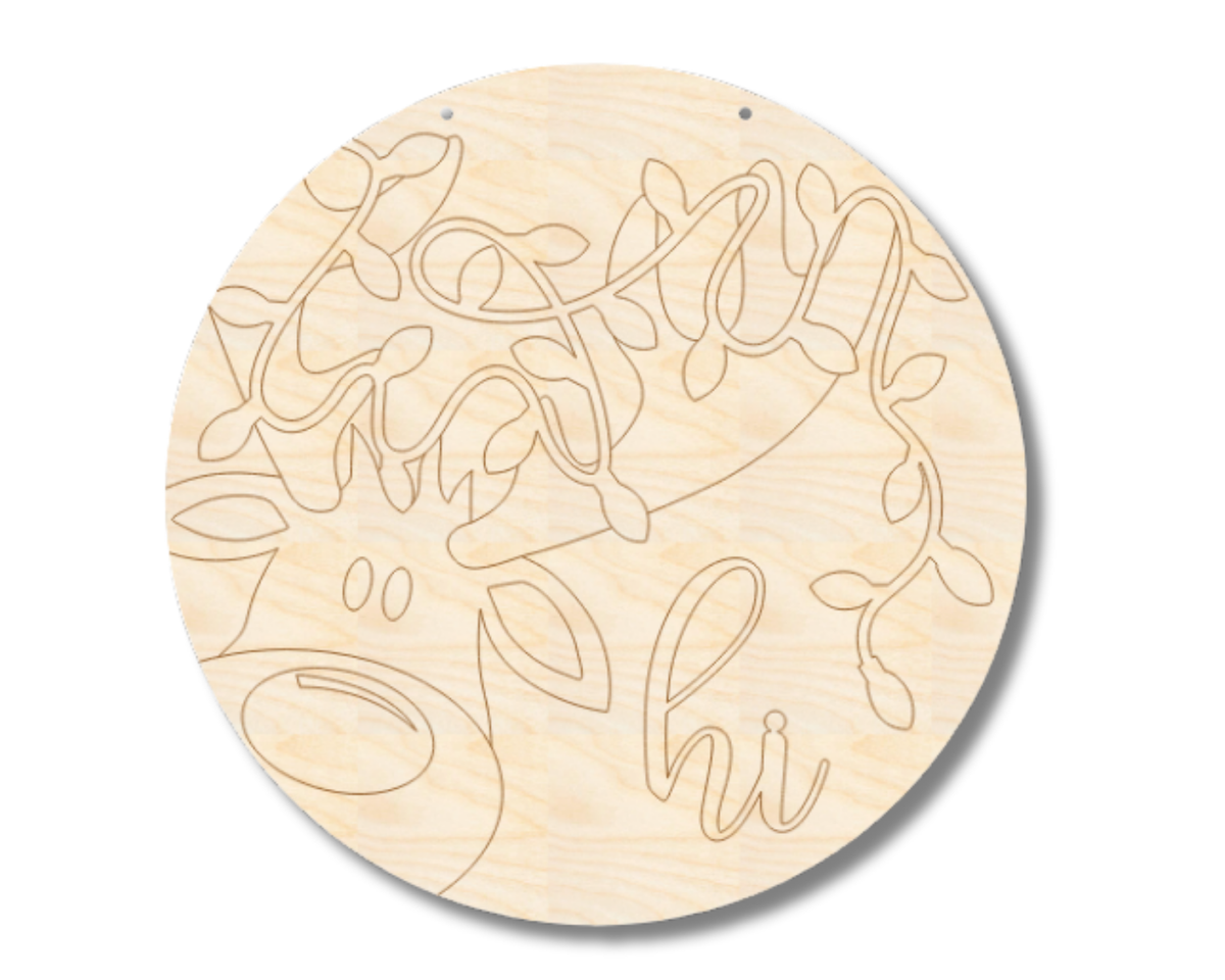 Unfinished Wood Etched Hi Reindeer Door Sign | Paint By Line Crafts | up to 30" DIY