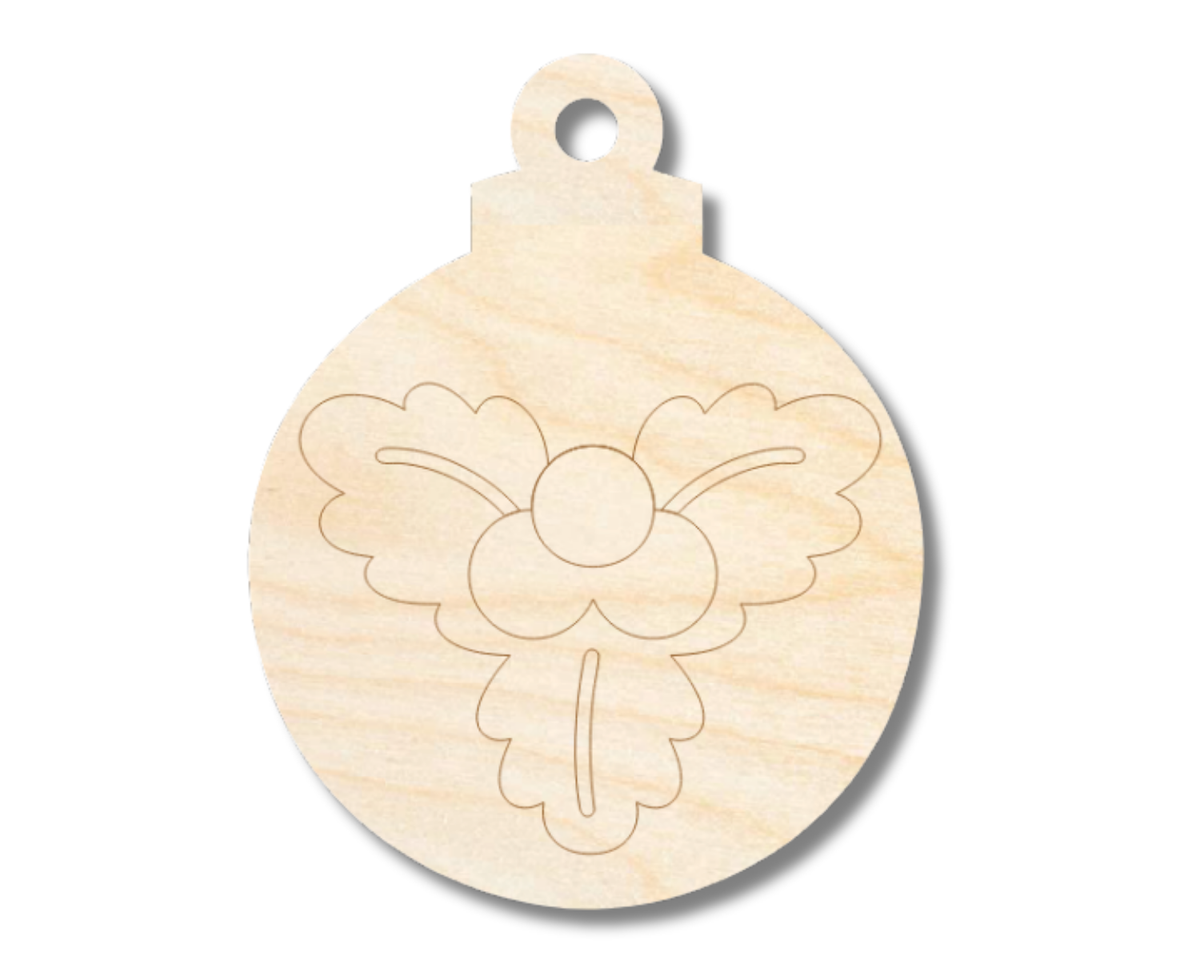 Unfinished Wood Etched Holly Ornament Shape | Paint By Line Crafts | up to 30" DIY