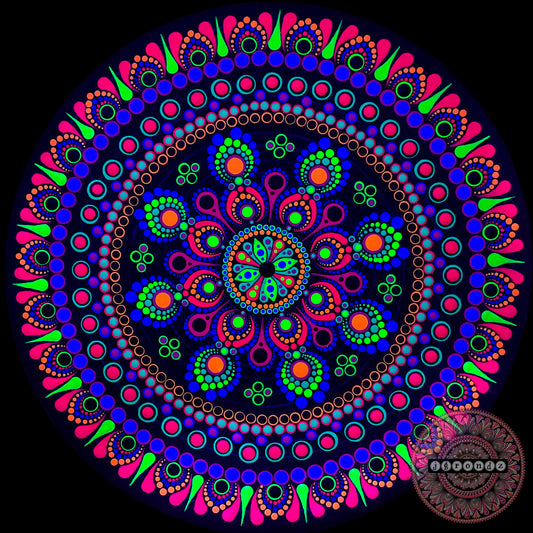 BLACK LIGHT Mandala painting