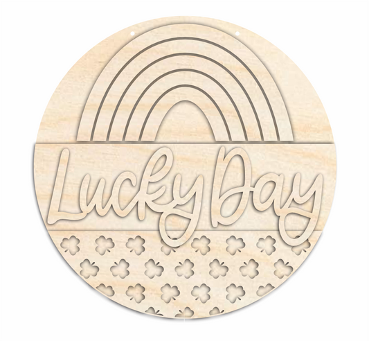 Unfinished Wood Lucky Day St Patrick's Day Door Sign Kit | Wood Craft Cutouts | 1/4" Thick |