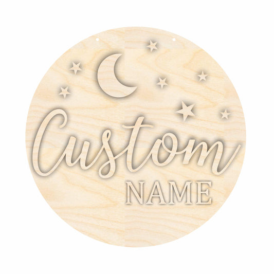 Unfinished Wood Custom Name Night Time Door Sign Kit | Wood Craft Cutouts | 1/4" Thick |