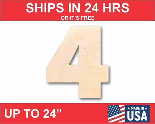 Unfinished Wood Block Number 4 - Craft - up to 46" DIY