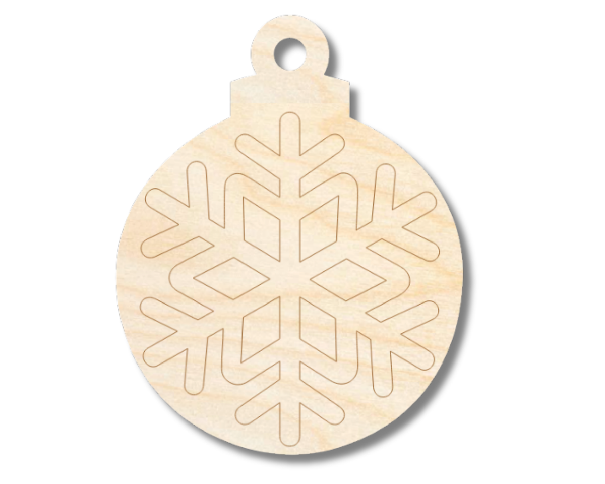 Unfinished Wood Etched Snowflake Ornament Shape | Paint By Line Crafts | up to 30" DIY
