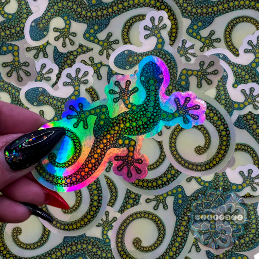 Gecko Holographic Dot Art Sticker