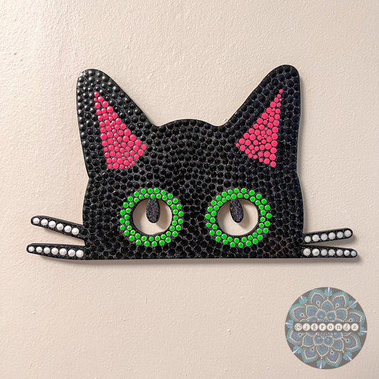 Peepin' Black Cat Resin & Dot Art