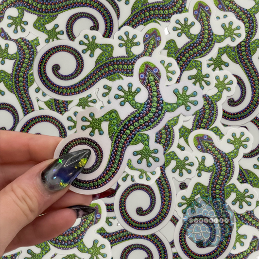 Green Gecko Dot Art Sticker