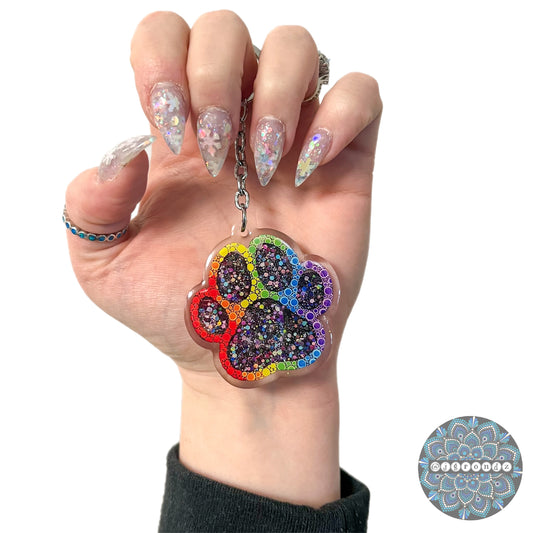 Double Sided Paw Print acrylic/epoxy printed keychain