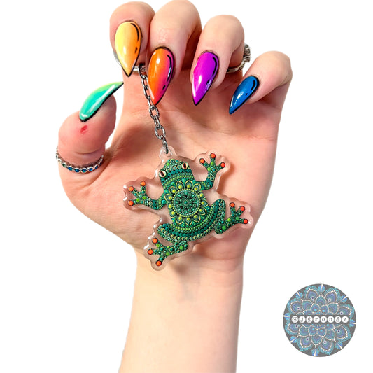 Double Sided frog acrylic/epoxy printed keychain