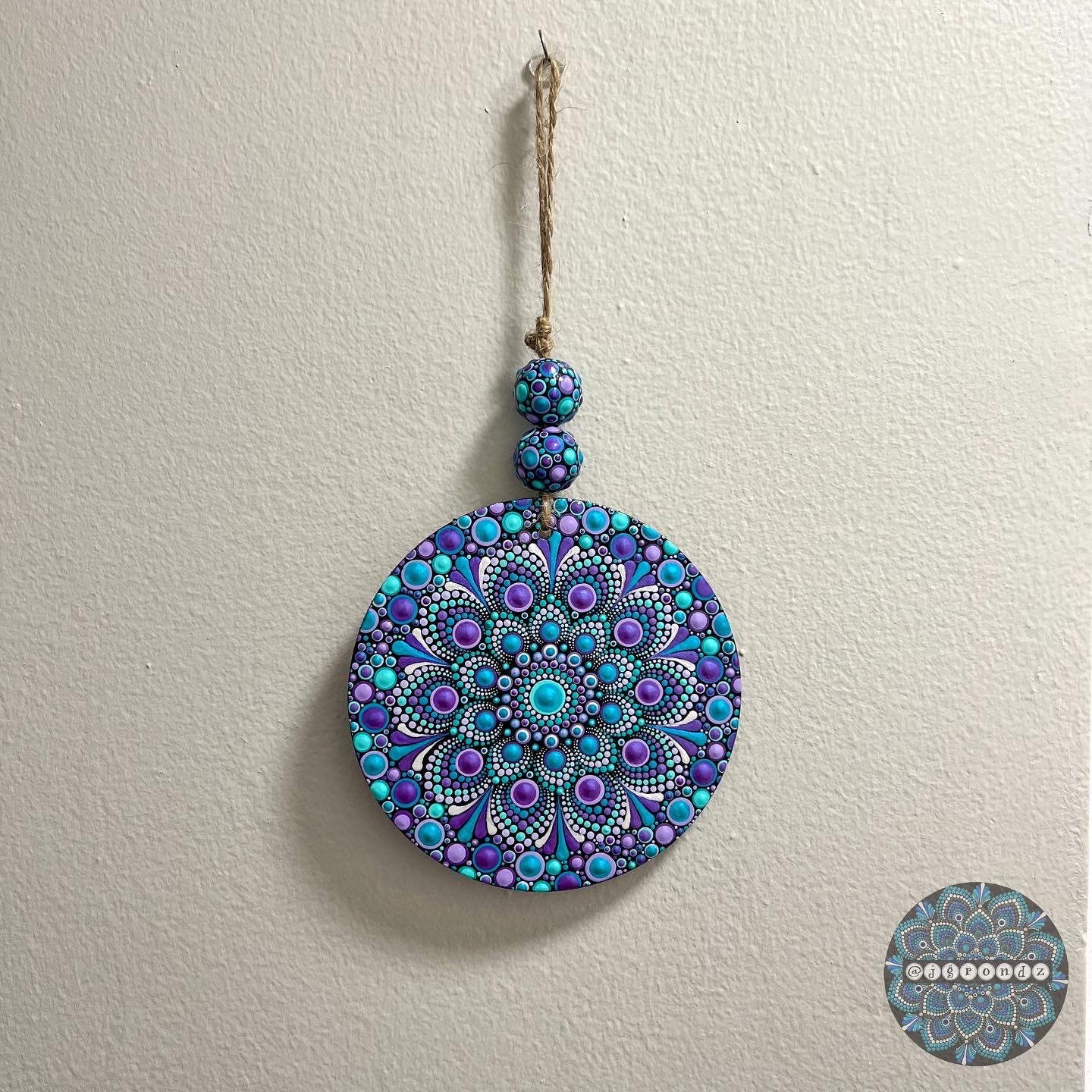 Mandala Dot Art Round Wooden Hanging Painting